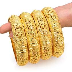 Montip Lynn 24K Gold Plated Women Bracelet Bangle leaf Vintage Dubai Bridal set of 1