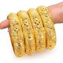 Montip Lynn 24K Gold Plated Women Bracelet Bangle leaf Vintage Dubai Bridal set of 1
