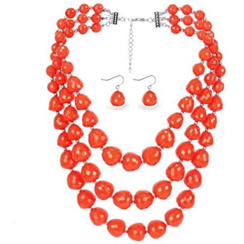 KOSMOS-LI 5 Colors Acrylic Beads Statement Strand Necklaces