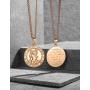 18k Gold Plated Coin Necklace Vintage Textured St Christopher Medal Patron Saint of Travelers Catholic Protection Pendant Necklace, Gold Tone Devotional&nb