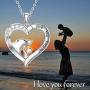 Mom Gifts for Mothers Day Mama and Baby Bear Elephant Necklace for Women 925 Sterling Silver Heart Mother Daughter Pendant Necklace