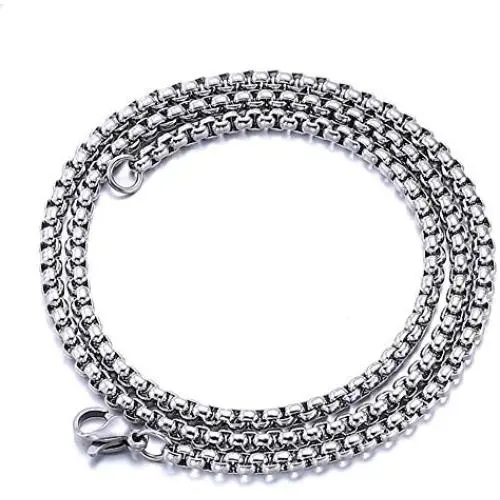 GFDGG 3mm Stainless Steel Square Rolo Chain Necklace Round Box Necklace for Men Women Jewelry,Silver Chains with Lobster Clasp 20-30 Inch GFDGG 3mm Stainless Steel Square Rolo Chain Necklace Round Box Necklace for Men Women Jewelry,Silver Chains with Lobster Clasp 20-30 Inch
