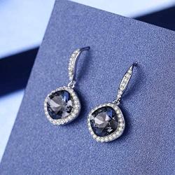 SBLING Platinum Plated Cubic Zirconia/Swarovski Cushion Shape Halo Pendant Necklace/Earrings- Gifts for Women/Girls