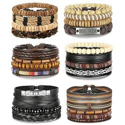 FIBO STEEL 10-32 Pcs Braided Leather Bracelets for Men Women Cool Wrist Cuff Bracelet Adjustable …