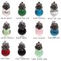 GEM-Inside 12mm Red Coral Earrings Round Ball Gemstone Beads Cute Tibetan Silver Marcasite Leverback Jewelry Accessory for Woman