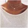 Yfe Heart Pendant Necklace Heart Layered Necklace Choker for Women and Girls Satellite Necklace Jewelry (Silver)