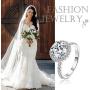 JIANGYUE Classic Bridal Sets Band Ring for Women, 3 Ct 8 Heart 8 Arrow White AAA Cubic Zirconia Rose Gold Big Main Stone Cocktail Engagement Wedding Rings Size 5 6 7 8 9 10