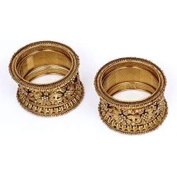 SANARA Indian Bollywood Antique Gold Plated Exclusive 6 pcs Women Metal Bangle Set Flower Design Bracelet Jewelry