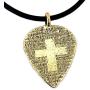 Cross Guitar Pick (stg3g) Antique Gold Finish On Black Rubber Cord