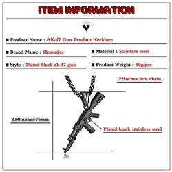 Heavstjer Hip Hop Stainless Steel AK-47 Gun Pendant Necklace,22inches Link Chain