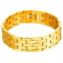 U7 Men Wrist Link Bracelet Pumk Jewelry Stainless Steel 15MM Chunky Chain Bracelet Wristband, with Detaching Device