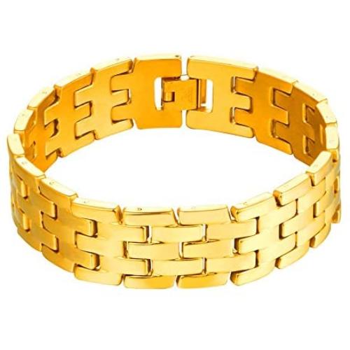 U7 Men Wrist Link Bracelet Pumk Jewelry Stainless Steel 15MM Chunky Chain Bracelet Wristband, with Detaching Device
