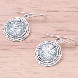 NOVICA .925 Sterling Silver Glass Dangle Earrings, Roman Glamour