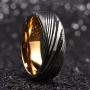 King Will WARRIORS 8mm Mens Damascus Steel Wedding Ring Gold Plated Innerface Comfort Fit 7-14