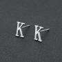 AoedeJ Fashion Initial Letter Earrings 925 Sterling Silver Small Letter Alphabet A-Z Stud Earrings Girls hypoallergenic