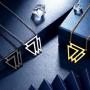 Beautlace Geometric Necklace Silver/18K Gold/Black Gun Plated Triangle Rectangle Choker Jewelry Gifts for Men and Women