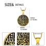 Hipunk Men Islamic Pendant Necklace - Muslim Allah Necklace Allah Necklace Mens Muslim Islam Pendant 316L Stainless Steel Islamic Arabic Gift Black Gun/18K Gold Plated Islam Jewelry SP0049