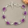 Amethyst Bracelet For Women Mom Wife Silver Overlay Handmade Vintage Style Jewelry