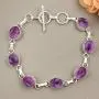 Amethyst Bracelet For Women Mom Wife Silver Overlay Handmade Vintage Style Jewelry