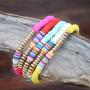 ATIMIGO 5Pcs Colorful Beads Heishi Bracelets Handmade Rainbow Boho Surfur Bracelets Set Stackable Stretch Summer Beach Jewelry for Women Men Girls