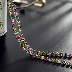 NEOGLORY 14k Gold Plated Multicolor Rhinestone Long Chain Y Necklace Fashion Jewelry 28'' Valentines Day Gift
