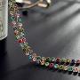 NEOGLORY 14k Gold Plated Multicolor Rhinestone Long Chain Y Necklace Fashion Jewelry 28'' Valentines Day Gift