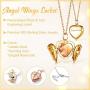 Custom4U Angel Wing Locket for Teen Girls Personalized Tiny Locket Necklace that Holds Picture 925 Sterling Silver Pendant with 16''/18''/22'' Chain Christmas Jewelry