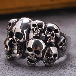 Stainless Steel Gothic Skull Vintage Antique Style Biker Rings Cocktail Party Rings Comfort Fit Size 7-11