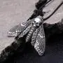 HAQUIL Skull Jewelry Alloy Skull Deaths-Head Hawkmoth Pendant Necklace with Leather Cord for Women and Girls, 19.8''