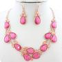 Firstmeet Shiny Resin Drill Collar Necklace with Earrings