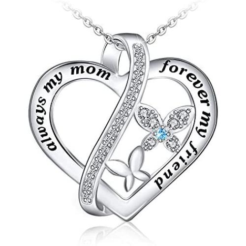 Distance Butterfly Necklace for Women 925 Sterling Silver Forever Heart Necklace Pendant Jewelry Gifts for Girls Women Birthday Christmas