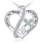 Distance Butterfly Necklace for Women 925 Sterling Silver Forever Heart Necklace Pendant Jewelry Gifts for Girls Women Birthday Christmas