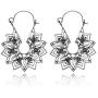 Vintage Hollow Flower Dangle Drop Earrings for Women Girl, Boho Retro Tribal Hollow Flower Earrings Geometric Jewelry