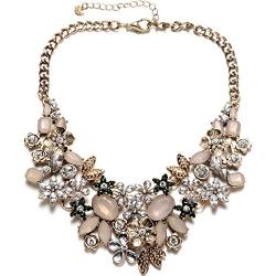 FSMILING Fashion Statement Collar Necklace for Women,Vintage Gold Bib Chunky Necklace Costume Statement Jewelry