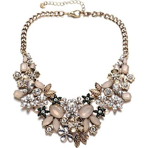 FSMILING Fashion Statement Collar Necklace for Women,Vintage Gold Bib Chunky Necklace Costume Statement Jewelry
