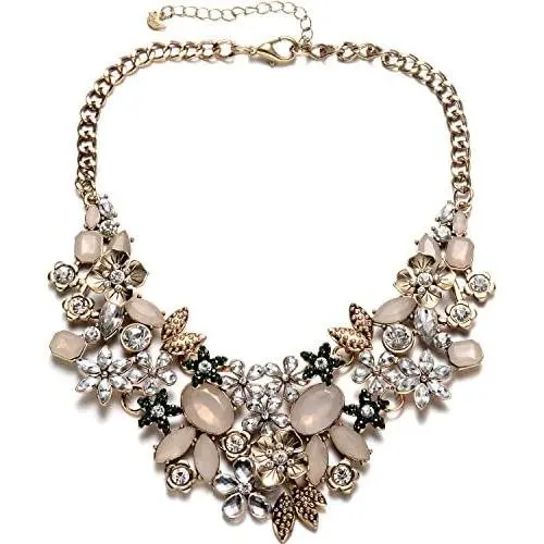 FSMILING Fashion Statement Collar Necklace for Women,Vintage Gold Bib Chunky Necklace Costume Statement Jewelry FSMILING Fashion Statement Collar Necklace for Women,Vintage Gold Bib Chunky Necklace Costume Statement Jewelry