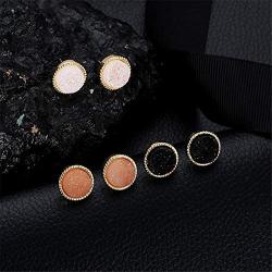 6 Pairs Women Crystal Stud Earrings Hypoallergenic Geometry Shiny Druzy Ear-ring Men boys Fashion Jewelry for girls