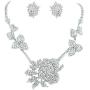 EVER FAITH Womens Austrian Crystal Graceful Rose Flower Necklace Stud Earrings Set