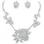 EVER FAITH Womens Austrian Crystal Graceful Rose Flower Necklace Stud Earrings Set EVER FAITH Womens Austrian Crystal Graceful Rose Flower Necklace Stud Earrings Set
