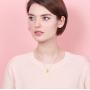 BONALUNA Pressed Flower Circle Frame Pendant with Yellow Gold Plated Necklace