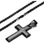 Jstyle Stainless Steel Black Cross Pendant Necklace for Men Lords Prayer Necklace Heavy Wheat Chain 22 24 30 Inch