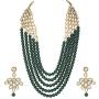 Aheli Elegant Indian Ethnic Traditional Layered Beaded Long Kundan Necklace Earring Set Bollywood Wedding Party Jewelry for Women