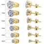 UHIBROS Stainless Steel Stud Earrings Set Hypoallergenic Cubic Zirconia 18K White Gold 316L CZ Earring 6 Pairs 3-8mm