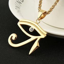 HZMAN CZ Eye of Horus Egypt Protection Pendant on Stainless steel Necklace Ancient Egyptian Symbol of Protection