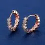 JUMOO Rose Gold Hoop Stud Earrings for Women Girl Love Shape cubic zirconia Copper Fashion Jewelry Hypoallergenic