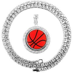 Mens Bling Hip Hop Iced Out Silver Gold Plated NBA Basketball Pendant Chain Necklaces 24''