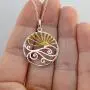 Sterling Silver Ocean Waves at Sunset Pendant Necklace, 18k Yellow Gold Plated Sun, 18'' Chain Sterling Silver Ocean Waves at Sunset Pendant Necklace, 18k Yellow Gold Plated Sun, 18'' Chain