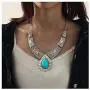Fstrend Boho Necklace Earring Set Silver Turquoise Pendant Chain Hollow Statement Necklaces Jewelry for Women and Girls Fstrend Boho Necklace Earring Set Silver Turquoise Pendant Chain Hollow Statement Necklaces Jewelry for Women and Girls