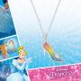 Disney Princess Cinderella Jewelry for Women, Rainbow Glitter Silver Plated Slipper Pendant Necklace
