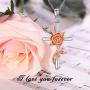 LONAGO Sunflower Rose Flower Cross Necklace 925 Sterling Silver Crucifix Pendant Religious Jewelry Gift for Women Wife Mom Girlfriend